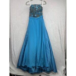 Gregory Ellenburg Dress Custom Formal Pageant Gown EUC Size 2 Jeweled Open Wrap